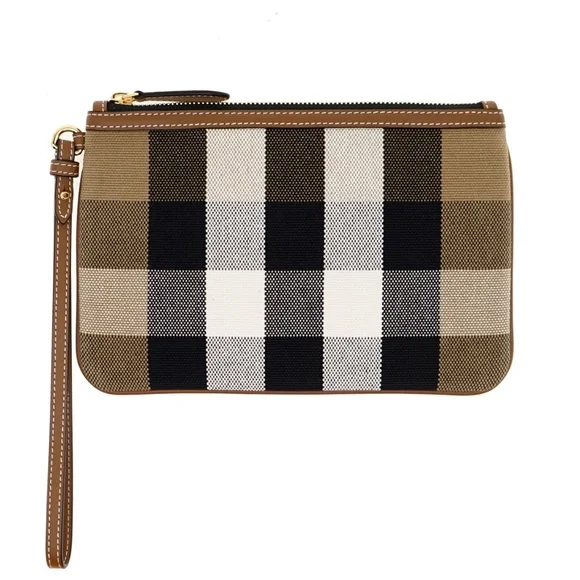 Burberry Peyton Clutch Wristlet Pouch House Check Canvas New